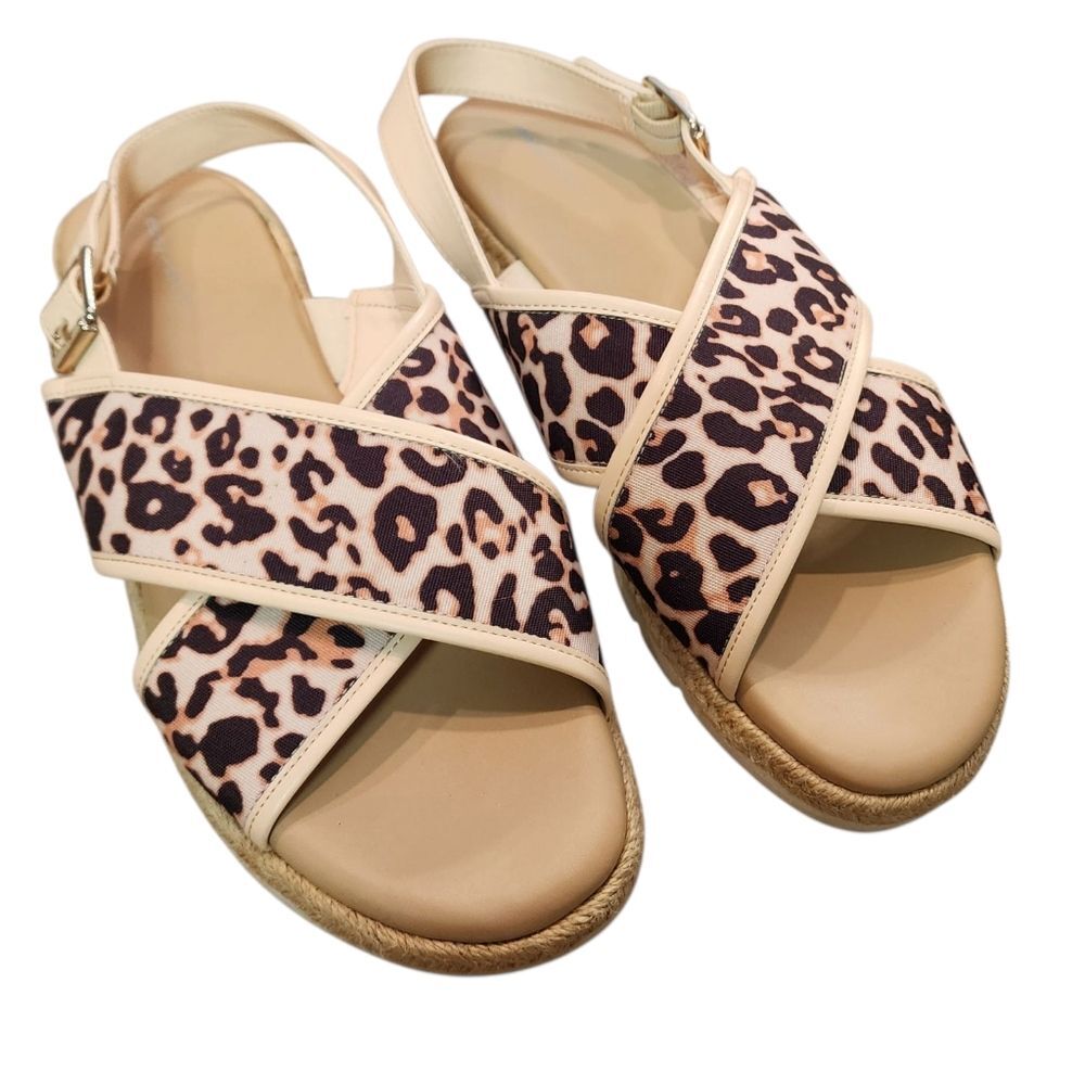 Easy Spirit Leopard Animal Print Criss Cross Slingback Sandals Women12M Casual - Picture 5 of 12